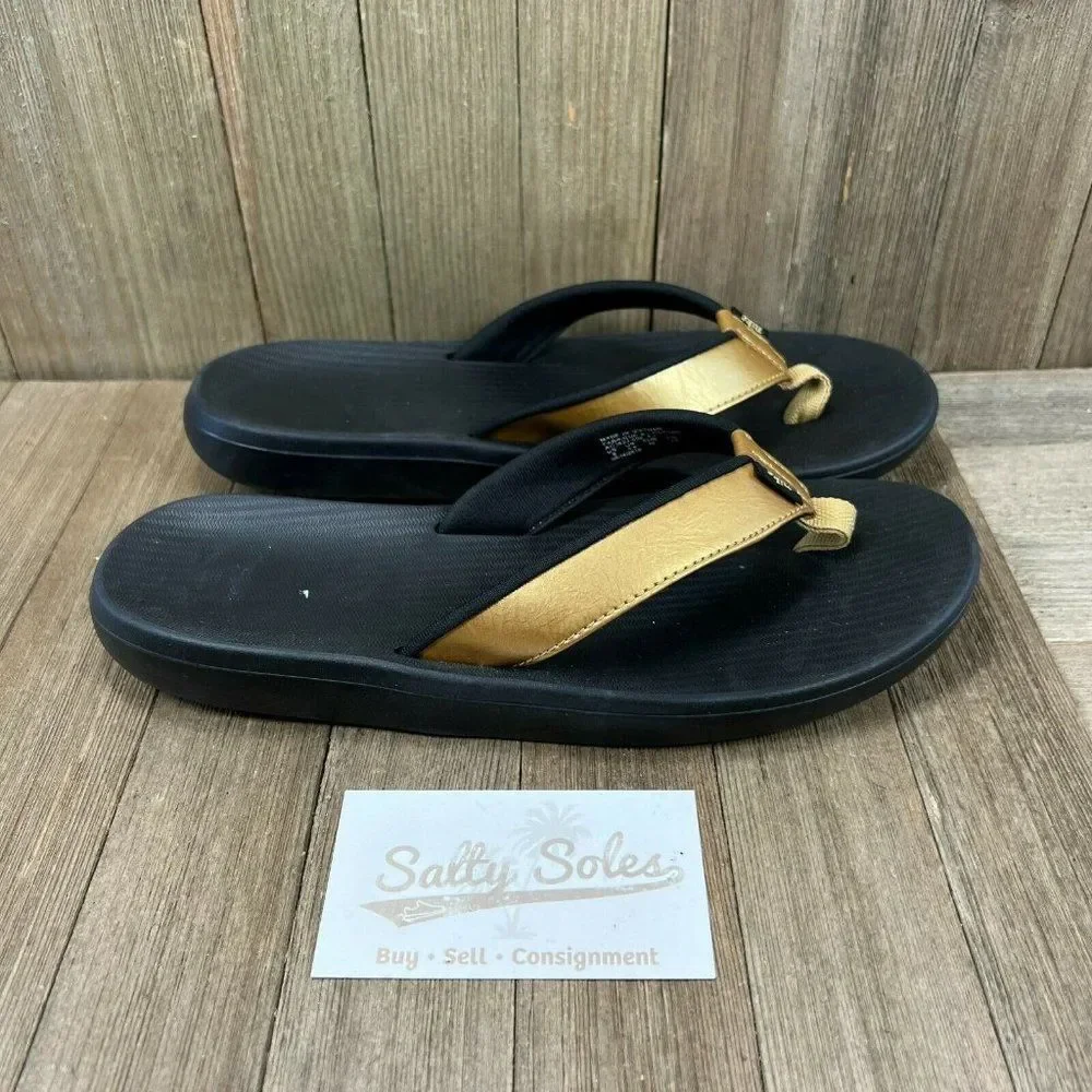 Nike Bella Kai Womens Size 8 Thong Black Metallic Gold Sandals Shoes AO3622-006